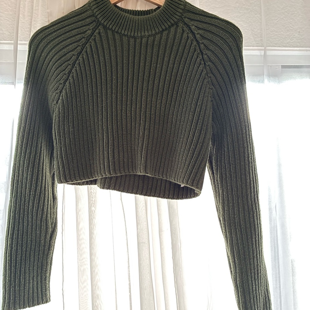 Zara Dark Green Ribbed Knit Top
